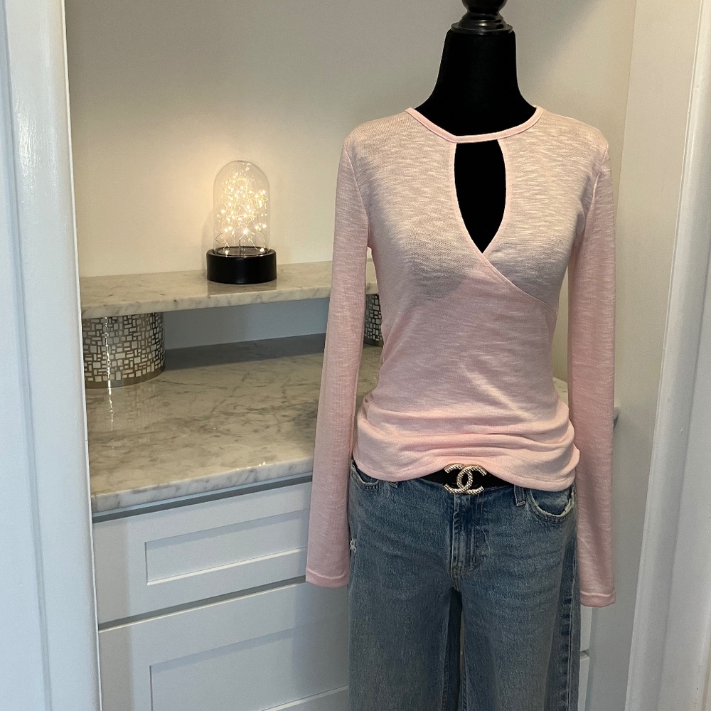 NWT Elementz Pink Long Sleeve Top/Mock Wrap Around